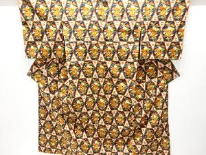 花模様織り出し手織り紬着物